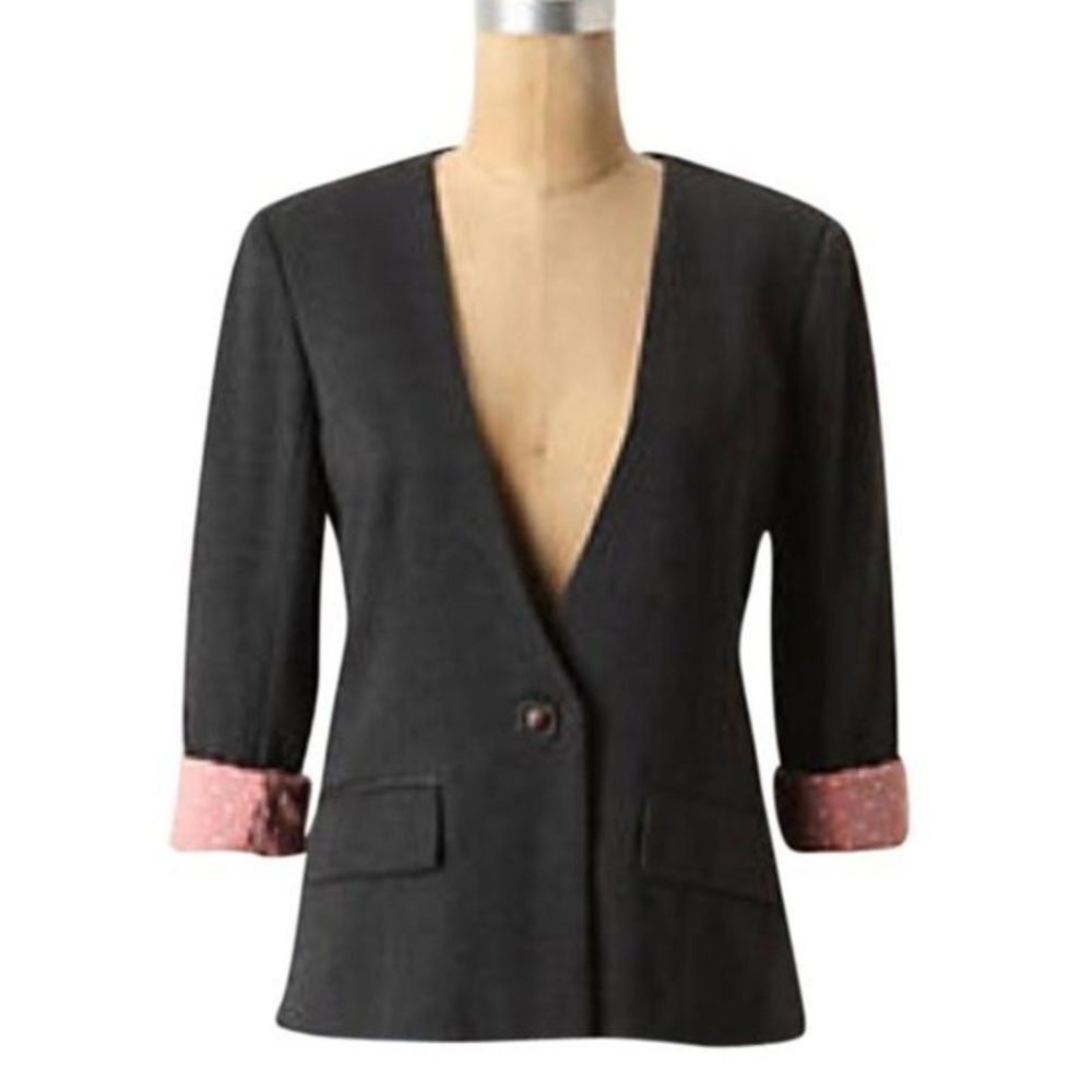 Anthropologie Gray Cartonnier Sans Collar Blazer M